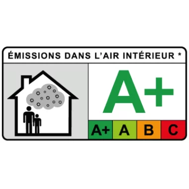 Certifikát kvality vzduchu v interiéri, kde je produkt použitý.